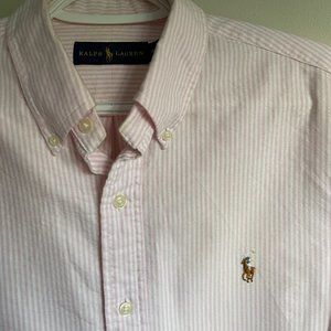 Polo by Ralph Lauren Men's Pink & White Oxford Button Down Shirt (Size M)